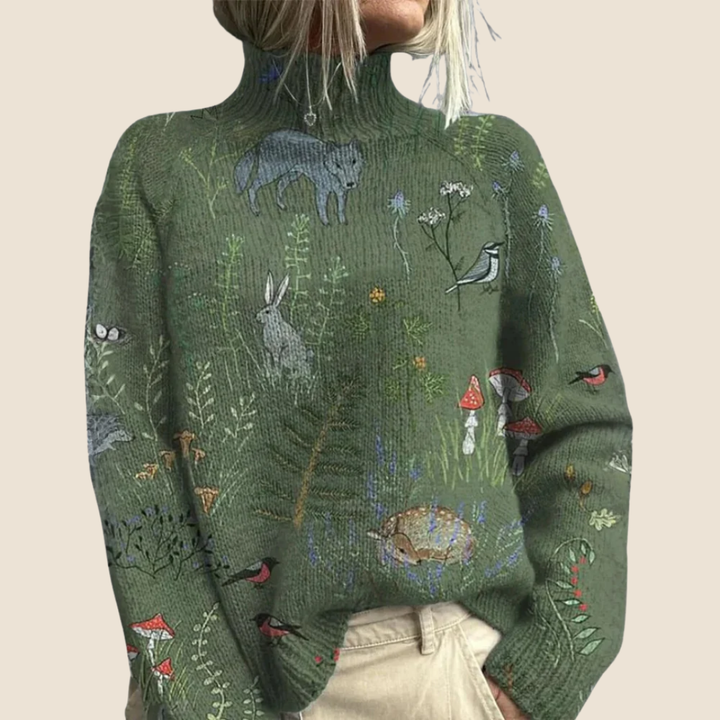 Flora | Artistieke gebreide turtleneck trui