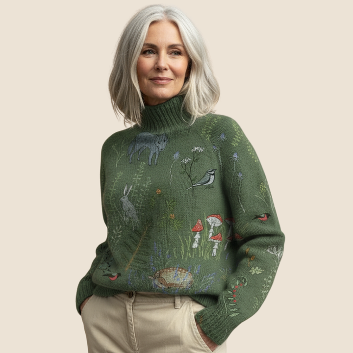 Flora | Artistieke gebreide turtleneck trui