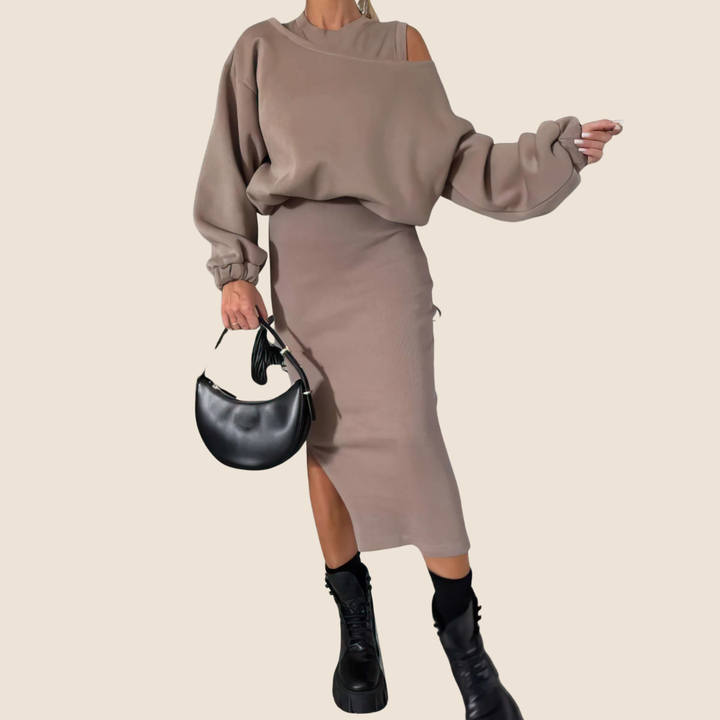 Leah | Luxe set met elegante top en aansluitende rok