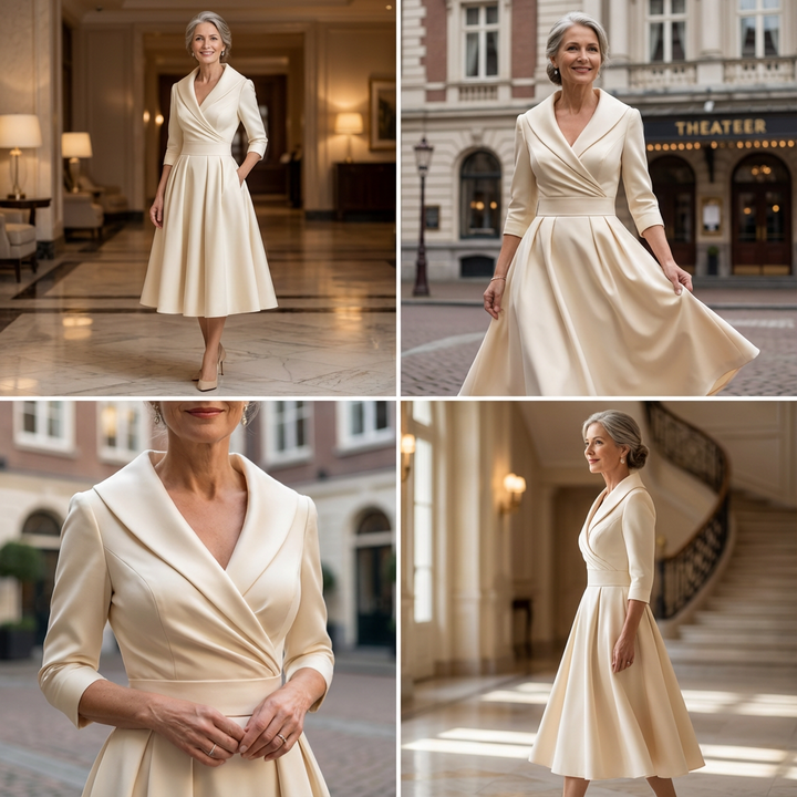 Rosalie | Elegante midi-jurk met subtiele glans